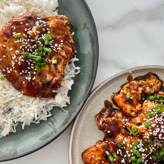 Teriyaki Glaze Plated Meat Dish